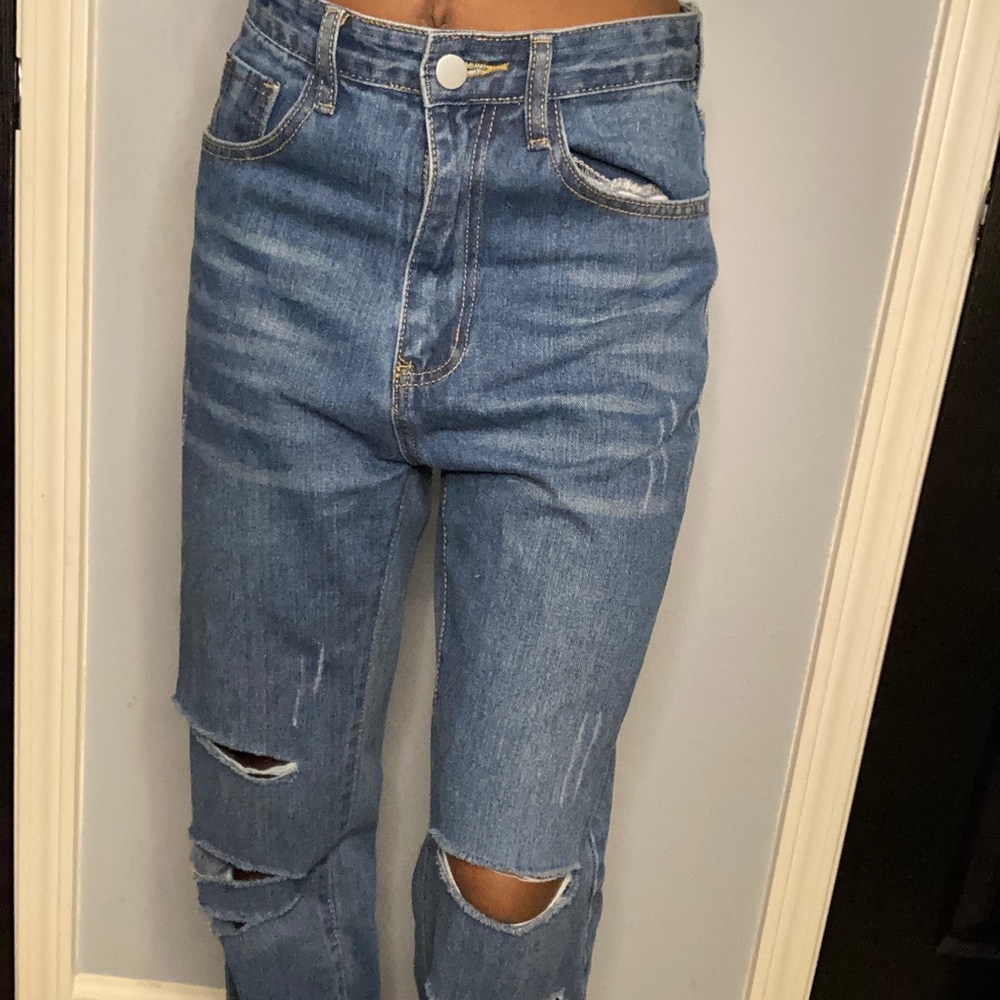 Distressed denim from SHEIN three big slits per leg